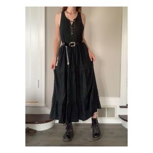 Cute & simple cotton maxi black dress XS-M